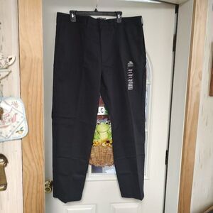 New Architect Black Straight Fit Iron Free Flat Front Pants Size Men's 34/30